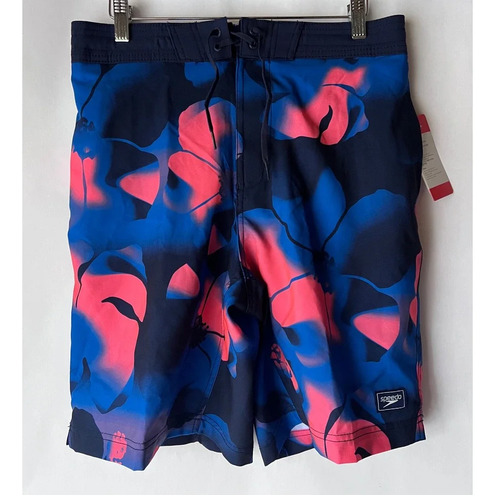 Speedo‎ Men's Blue Pink Swim Trunks Shorts Board Shorts Size Medium